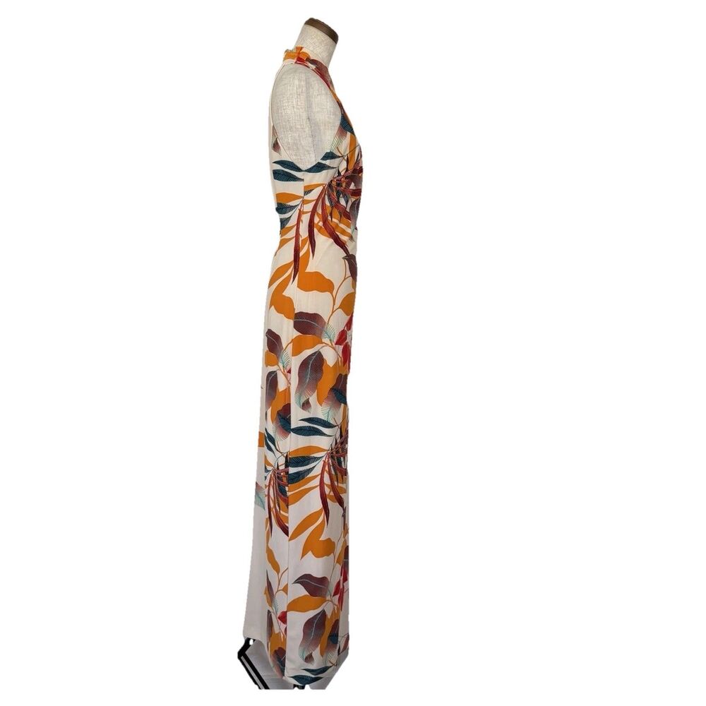 Rachel Rachel Roy Women Beige Floral Maxi Dress High Neck Sleeveless Size M - Picture 3 of 9